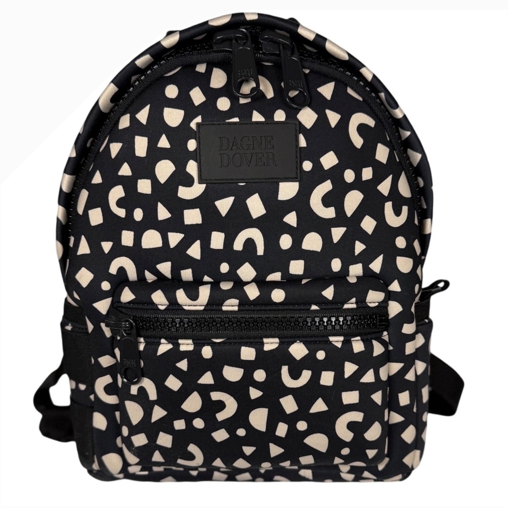 Dagne Dover Black and Cream Patterned Mini Backpack